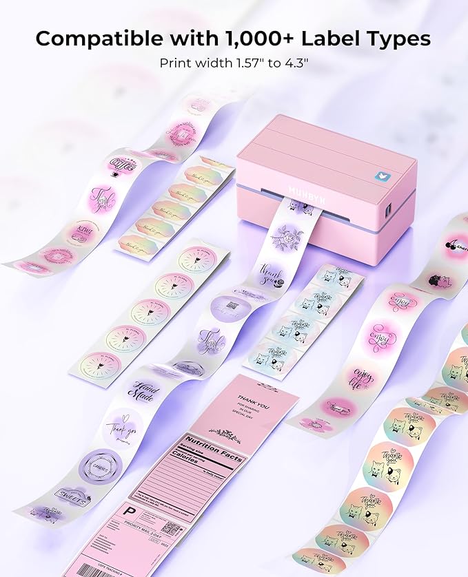 MUNBYN Bluetooth Thermal Label Printer, 130B Wireless 4x6 Shipping Label Printer for Shipping Packages Small Business Office or Home, Compatible with iPhone Android iPad Windows macOS Chrome Etsy eBay-DeskLoop Office