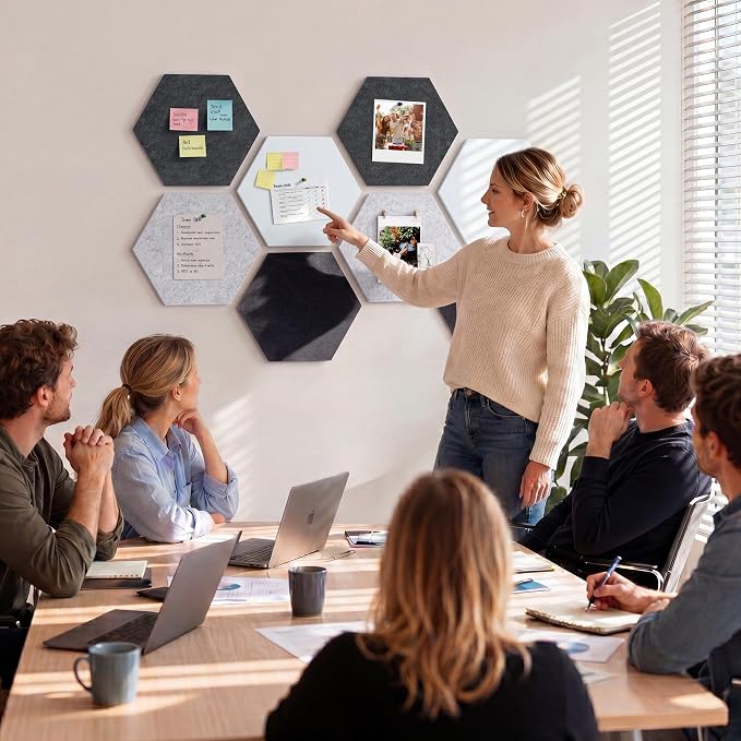 8 Pack Hexagon Felt Bulletin Board Tiles - Image 8