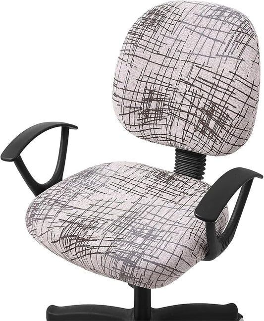 Smiry Stretch Printed Office Computer Chair Covers, Universal Washable Removable Desk Rotating Chair Slipcovers Protector, Seat + Backrest Cover - Brown and White-DeskLoop Office