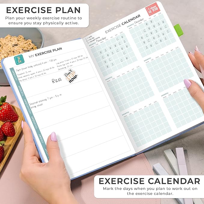 Clever Fox Weekly Meal Planner - Weekly & Daily Meal Prep Journal with Shopping and Grocery Lists for Menu Planning, Healthy Diet & Weight Loss Tracking, Lasts 1 Year, Undated, A5 - Light Blue-DeskLoop Office