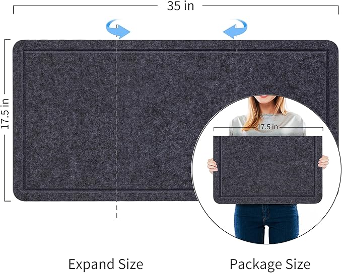 Bulletin Board, 35 x 17 1/2 inches Felt Board - Decorative Pin Board, Cork Board Alternative for Wall, Foldable Picture Board Self-Adhesive Vision Board Prayer Board with 20 Pushpins Dark Gray-DeskLoop Office