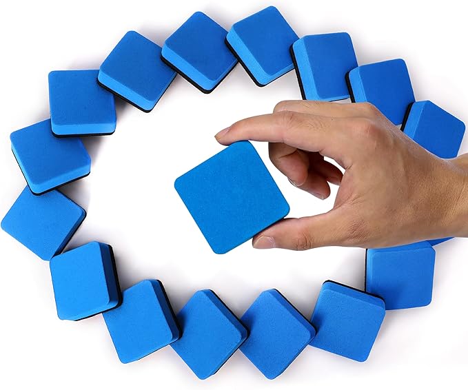 Dry Erase Markers, 48 Pack Magnetic Whiteboard & Chalkboard Cleaners, Small Magnetic Erasers (Blue)-DeskLoop Office
