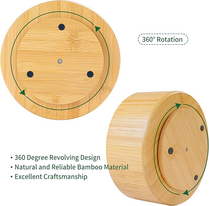 Utoplike Bamboo Rotating Art Supply Desk Organizer, Pencil Holder Organizer, Desktop Storage Caddy for Pen, Colored Pencil, Crayon, Paint Brushes, Art Studio&Office-DeskLoop Office