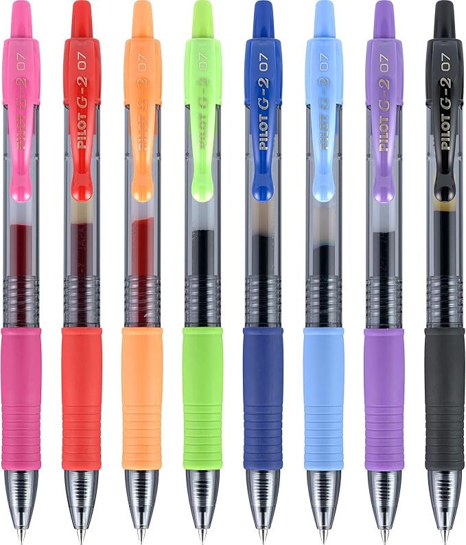 Pilot G2 Premium Gel Pens, Gel Roller Pens, Fine Point 0.7 mm Assorted Colors 8-DeskLoop Office