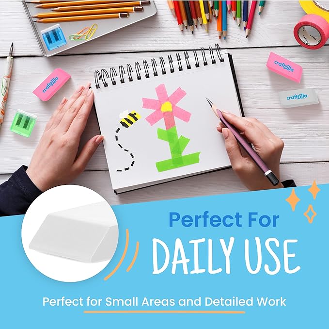 White Erasers Bulk 100 Pack - Large Latex- Free Bulk Erasers for Kids, Classroom, and School Supplies - Ideal for Pencils and Drawing - Borradores Escolares-DeskLoop Office