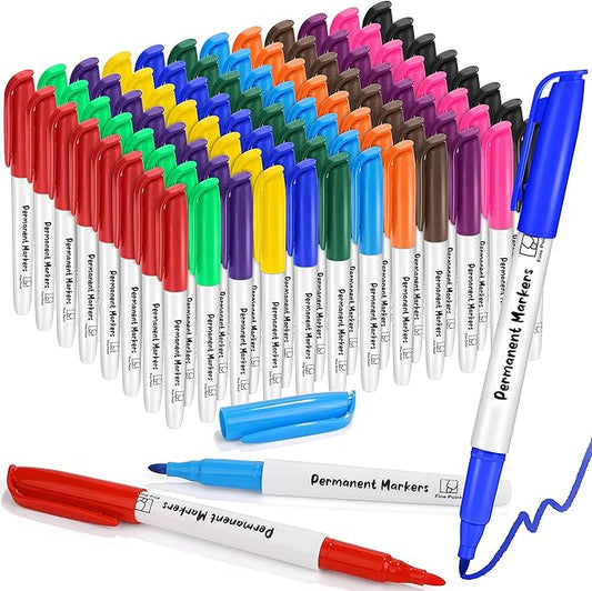Aodaer 144 Pack Permanent Markers 3mm Fine Point Markers, Waterproof Colored Pens, Quick-drying, Smooth Writing Markers for Home Office School Supplies, Works on Wood, Plastic, Metal-DeskLoop Office