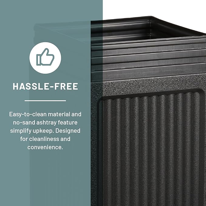 Safco Canmeleon Trash Can, Indoor and Outdoor Use, Durable & Weather-Resistant Commercial Garbage Can with Ashtray, Black-DeskLoop Office