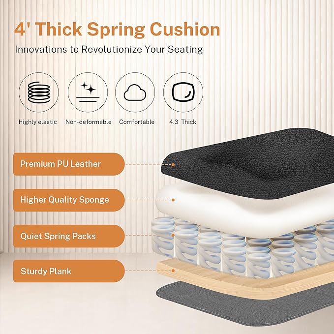 Office Chair Flip Up Arms, Executive Leather Office Chair Ergonomic Desk Chair with Lumbar Support, Adjustable Headrest, Computer Chair Home Office Desk Chair with Rocking Function-DeskLoop Office