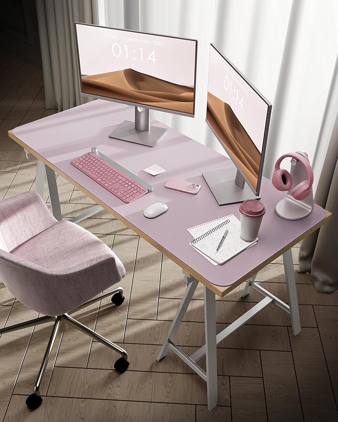 YSAGi Leather Desk Pad Protector, Office Desk Mat, Large Mouse Pad, Non-Slip PU Leather Desk Blotter, Laptop Desk Pad, Waterproof Desk Writing Pad for Office and Home(Grayish Lavender, 47.2" x 23.6")-DeskLoop Office