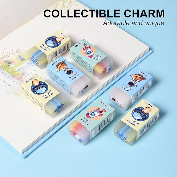 18Pcs Cute Outer Space Themed Erasers for Kids Bulk, Kawaii Fun Pencil Jelly Erasers for School Classroom Supplies Prize Gifts Party Favors-DeskLoop Office
