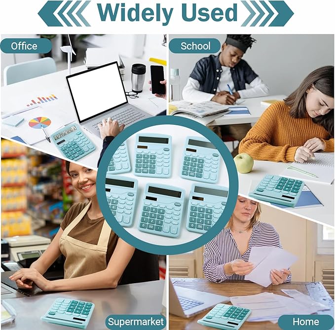 12-Digit Calculator, Desktop Calculators with Big Buttons and Large Display,Office Calculators Desktop,Solar Battery Dual Power,Desk Calculator for Office Home(Blue,8 Pack)-DeskLoop Office