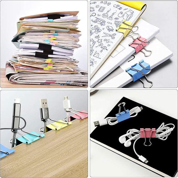 SANNIX 110 PCS Colored Binder Clips, X Large, Large, Medium, Small, Mini and Micro, Colorful Binder Clips Assorted Sizes Clips for Office Home School Supplies-DeskLoop Office