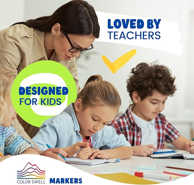 Color Swell 8-Pack Broad Line Markers – Washable, Non-Toxic, Ideal for Kids, Students, Adults, and Classroom Activities