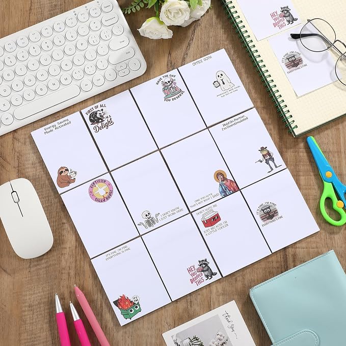 12 Pcs Funny Sticky Notes for Work 4x3 Inches Sarcastic Self Adhesive Notepads - Image 6