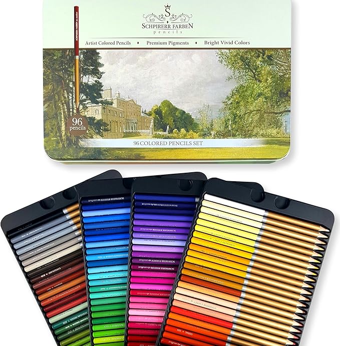 SCHPIRERR FARBEN - Premium Colored Pencils, Oil-Based Coloring Pencils, Soft-Core Color Pencil Set for Adults & Children, Non-Toxic Colored Pencil for Coloring, Sketching, & Doodling, 96 Colors-DeskLoop Office