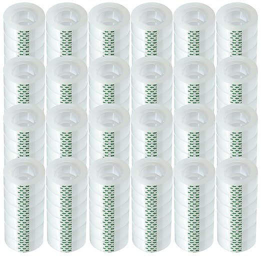 144 Rolls Transparent Tape Refills - 3/4-Inch x 1000 inch, 1 inch Core, Clear Gift Wrapping Tape Refill Roll for Office, Home, School-DeskLoop Office