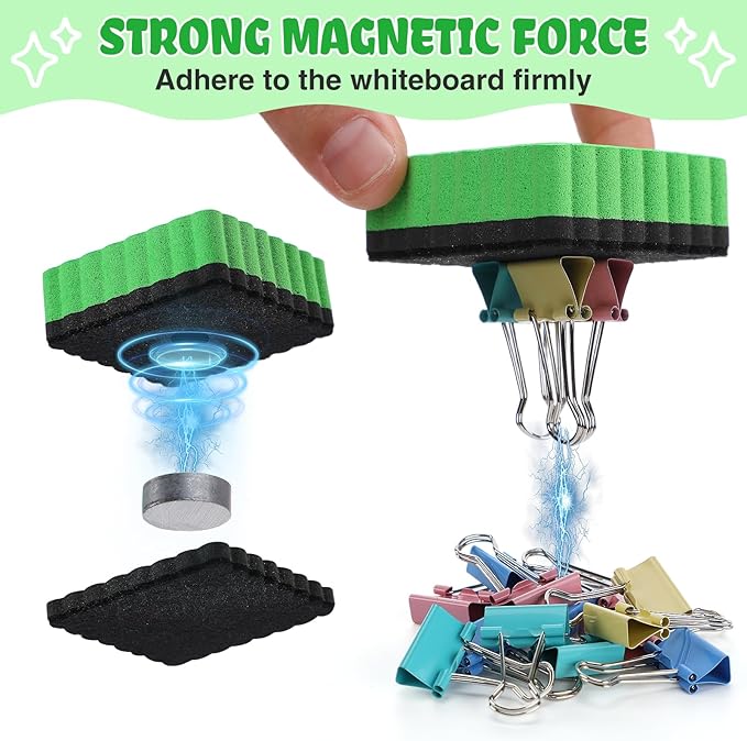 24 pcs Strong Magnetic Whiteboard Eraser - Mini Dry Erase Erasers, Small Chalkboard Cleansers Wiper for Kids and Teachers Classroom Must Haves School Supply Home and Office, Wave Shaped-DeskLoop Office