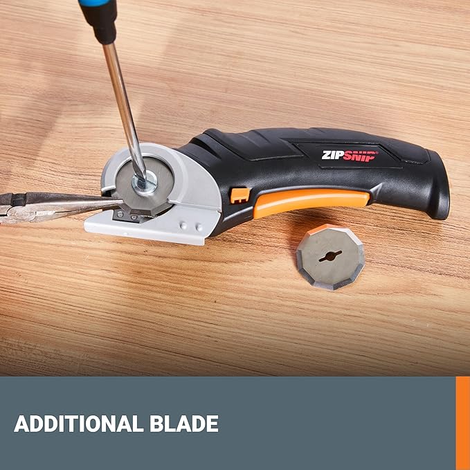 Worx Zipsnip Cordless Electric Scissors, Rechargeable Cardboard Box Cutter, 4V Powerful Fabric Scissors with 2 Safety Blades & Storage Bag WX082L.2-DeskLoop Office