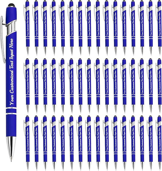 Personalized Ballpoint Pen 48pcs, Custom Pens Free Engraved Bulk with Name Logo, Soft Black Ink Stylus with Touch Metal Office, Gift for Anniversaries, Graduations, Birthdays-DeskLoop Office