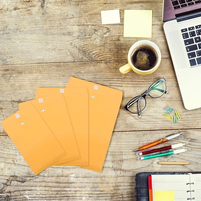 Frienda 4 Sizes Clasp Envelopes Kraft Paper Catalog Clasp Envelope with Closure for Filing, Storing or Mailing Documents, 50 Pieces(5 x7 In, 6 x 9 In, 9 x 12 In, 10 x 13 In,Yellow)-DeskLoop Office