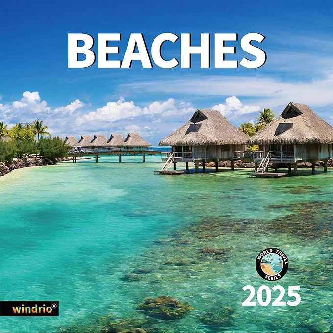 2025 Wall Calendar,Calendar 2026, July 2025 - June 2026, Wall Calendar BEACHES, 12" x 24" Opened,Full Page Months Thick & Sturdy Paper for Calendar Organizing & Planning-DeskLoop Office