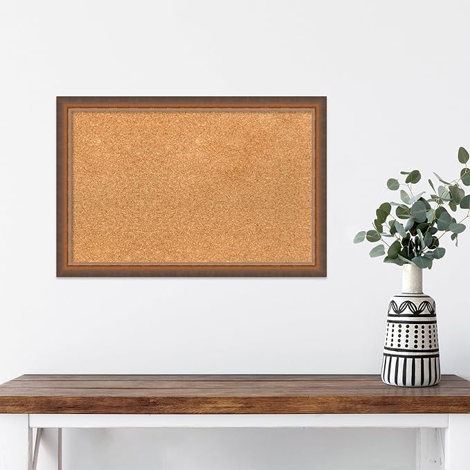 Amanti Art Natural Cork Board for Wall, 16x24 Vision Board with Bronze Frame, Small Corkboard Office Decor for Home Organization, Modern Corkboard Pinboard to Display Items for Home Organization in-DeskLoop Office