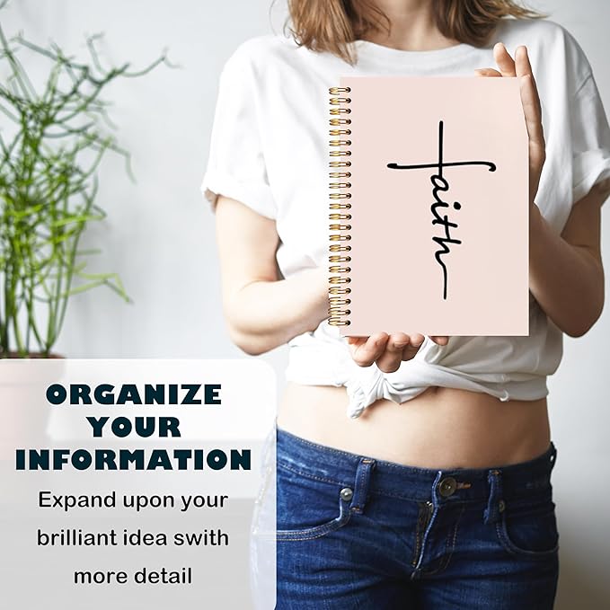 BearCake Faith Journal, Christian Notebook, Christian Gifts for Women, Bible Notebooks for Note Taking, Bible Journaling Notebook, Prayer Journal, Hardcover Spiral Notebook 5.5x8.3-DeskLoop Office