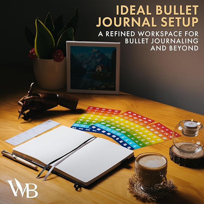 Wordsworth & Black A5 Bullet Dotted Journal 216 Dotted Pages, Hardcover Grid Dot Leather, 120 GSM Paper, Journaling Notebook for Work & Sketching, Journals for Women, Men - Gifts Box Included Black-DeskLoop Office