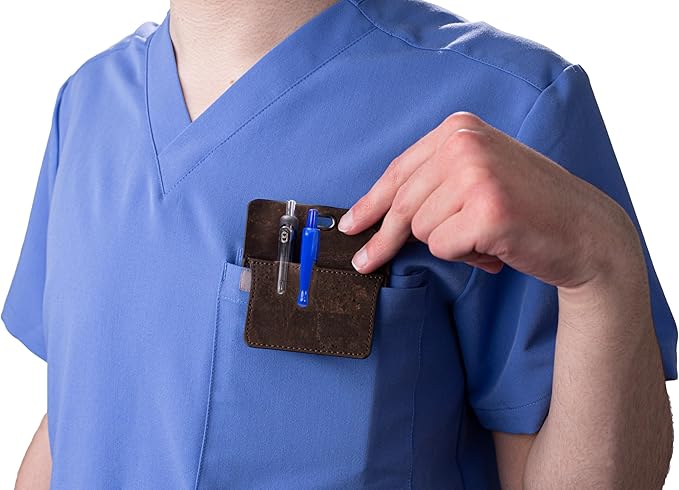 Premium Portuguese Cork Pocket Protector for Men | Multi-Use Pocket Protectors for Shirts and Lab Coats | For Pen, Pencils, Pointers, and More | 1 Pack Brown Pocket Organizer Protector-DeskLoop Office