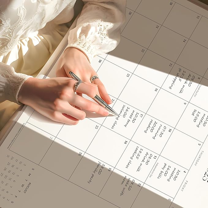 Simplified Desk Calendar 2025-2026 with Desktop Mat, Cabbrix Large Desk Pad Calendar 21" x 16-1/2" Runs From July 2025 to December 2026, Desk Blotter Calendar for Home School and Office (Apricot)-DeskLoop Office