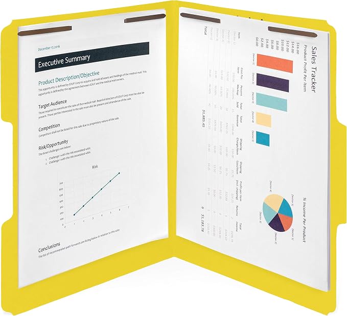 50 Yellow Fastener File Folders - Image 6