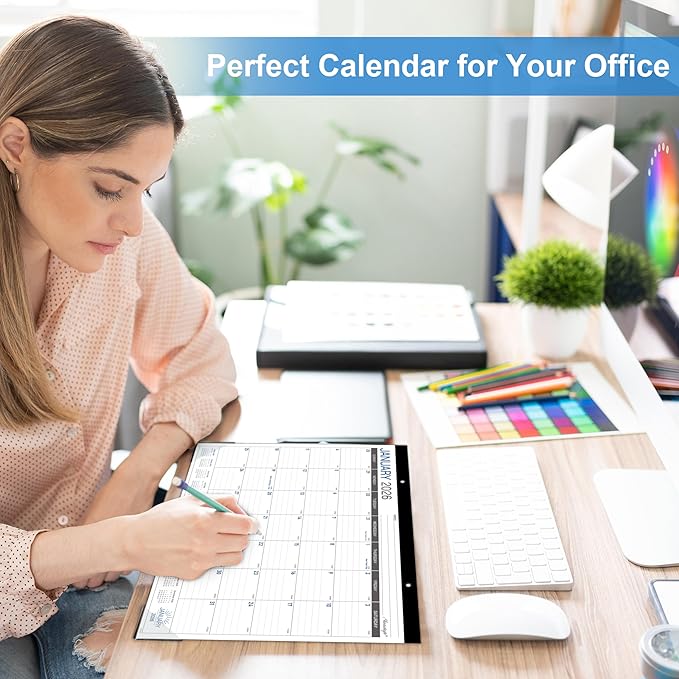 2026 Desk Calendar - Desk/Wall Calendar 2026, JAN 2026 - DEC 2026, 2026 Calendars 12 Month, Desk Calendars with Corner Protectors, Large Ruled Blocks, Thick Paper, Colorful, 14.6" x 11.5", Desktop Calendar for Daily Organizer-DeskLoop Office