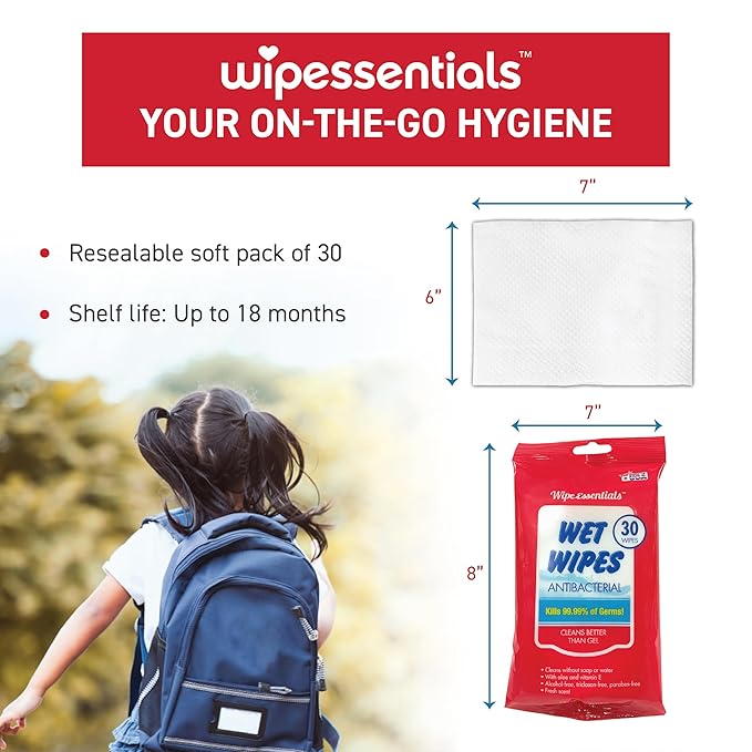 WipeEssentials Hand Sanitizer Wipes, Hand Wipes for Adults and Kids - 360 wipes - 12 Packs of 30ct Hand Sanitizing Wipes, Travel Essentials-DeskLoop Office