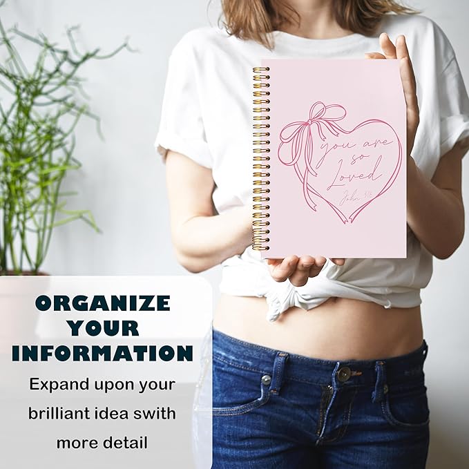 BearCake Coquette Pink Bow Christian Notebook Journal, Christian Gifts for Women, You Are So Loved Bible Journaling Prayer for Women, Preppy Aesthetic Hardcover Spiral Notebook 5.5x8.3-DeskLoop Office