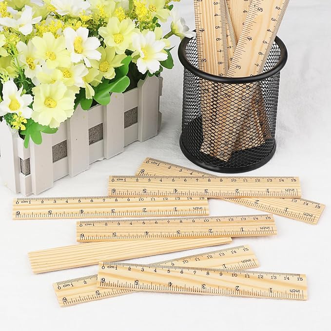 288 Packs Wooden Rulers, 6 Inch Double Sided Wood School Ruler for Home, Student, Office Use, 2 Scale,by, GNIEMCKIN.-DeskLoop Office