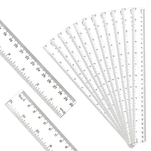 30PCS Clear Ruler Plastic Rulers 12 Inch, with Inches and Metric for School Classroom, Home, or Office (Clear)-DeskLoop Office