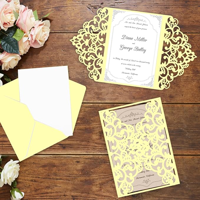 100 Sheets Yellow Cardstock 8.5 x 11 Thick Paper, Goefun 80lb Card Stock Printer Paper for Invitations, Menus, Wedding, DIY Cards-DeskLoop Office