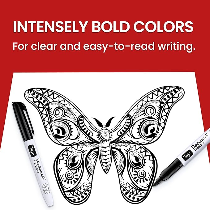 Permanent Markers Fine Tip, 96 Pack Black Quick-Drying and Fade-Resistant Permanent Markers Bulk Set for Writing and Drawing on Wood, Plastic, Metal, Glass, Stone, Ideal for Office School Supplies-DeskLoop Office