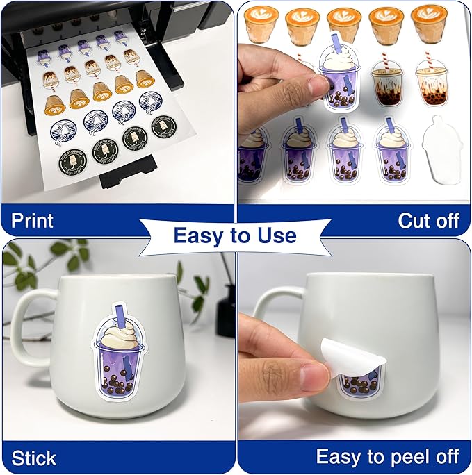 11x17 Printable Vinyl Sticker Paper Waterproof, Removable Self Adhesive Vinyl Sticker Sheets for Inkjet and Laser printer, 30 Pack, Tabloid Size, Matte White-DeskLoop Office