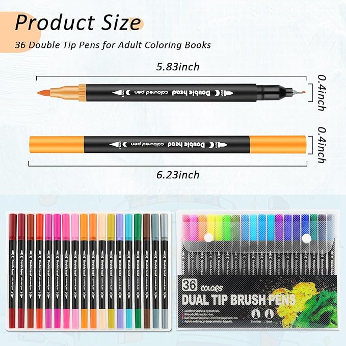 3Pcs Adult Coloring Book for Women Relaxation, 36 Colors Markers with Spiral Bound Adult Coloring Book for Women, 36 Dual Tip Colors Markers, Anxiety Relief Mindfulness Gifts(Ocean & Bird & Butterfly)-DeskLoop Office