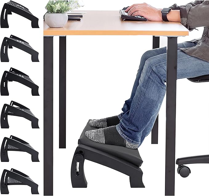 Foot Rest for Under Desk, Foot Stool with Removable Memory Foam Cushion, Leg Rest for Office & Home Work (JDTJ-RD)-DeskLoop Office