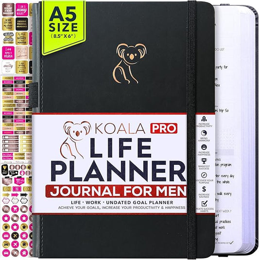 Life Planner - Gratitude Journal for Men & Women | Daily, Weekly & Monthly Planner with Budget Section, Time Blocking, Habit Tracker for Peace of Mind Planning to Increase Productivity & Happiness-DeskLoop Office