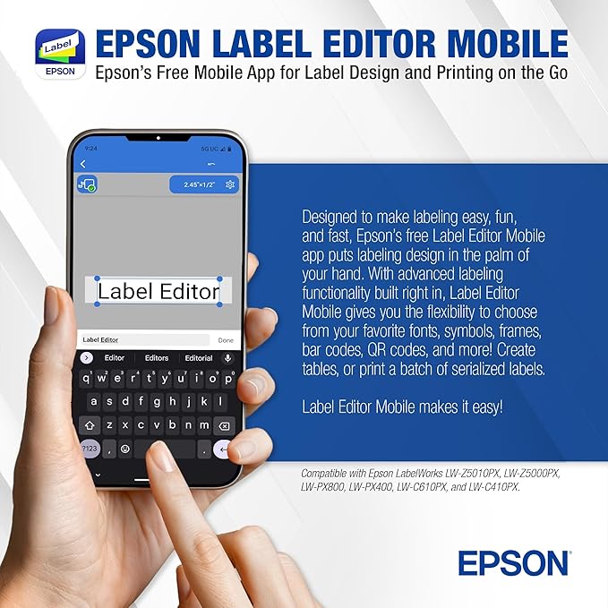LABELWORKS Epson LW-PX800 Industrial Wireless Label Maker - Desktop Label Printer Compatible with Large Variety of Tape Types-DeskLoop Office
