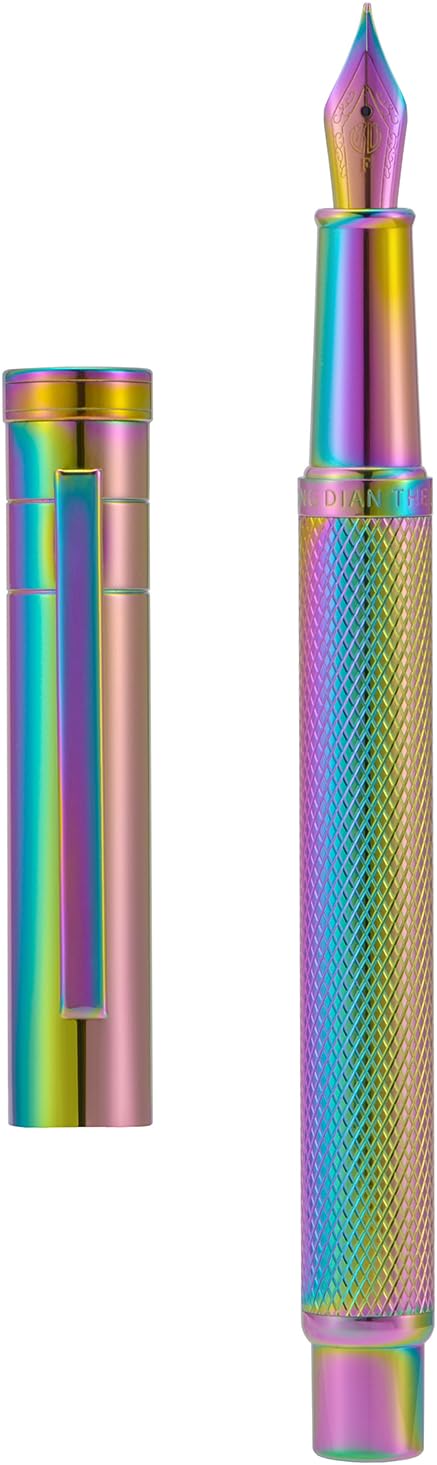 Asvine Hongdian Forest Fountain Pen Extra Fine Nib Rainbow Color with Converter and Metal Pen Box Set-DeskLoop Office