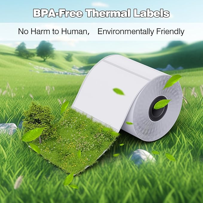 3 Rolls Phomemo Thermal Labels- 1.57''x 1.57'' Sticker Label Compatible for Phomemo M110/M220/M108/M250/M120/M150/M260 Thermal Printer, for Barcode, Address, Mailing, Black on White-DeskLoop Office