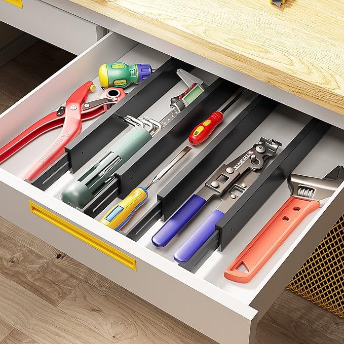 BAMEOS Drawer Dividers Bamboo Separators Organization Expandable Organizers for Kitchen Bedroom Bathroom Dresser Office 4-pack-DeskLoop Office