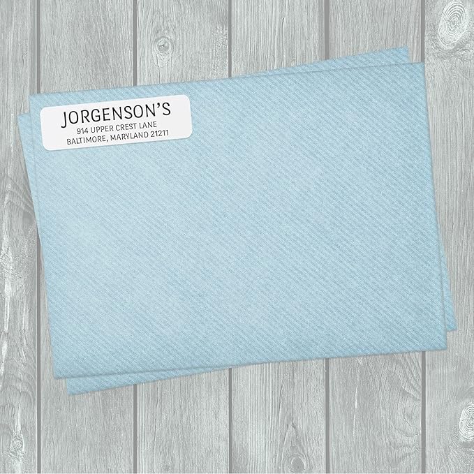 White with Black Print Modern Rolled Address Label/Roll of 250 Personalized Address Labels/Designer Return Address Stickers in Elegant Plastic Dispenser-DeskLoop Office