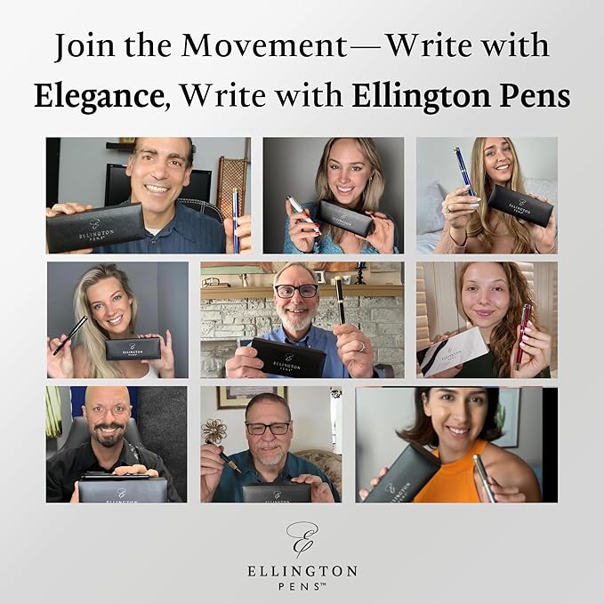 Ellington Pen Luxury Fountain Pen Set - Fountain Pens For Writing - Smooth Medium Nib - Includes Refillable Ink Converter, 3 Ink Cartridges, Gift Box - Calligraphy, Journaling, Sketching (The Stealth)-DeskLoop Office