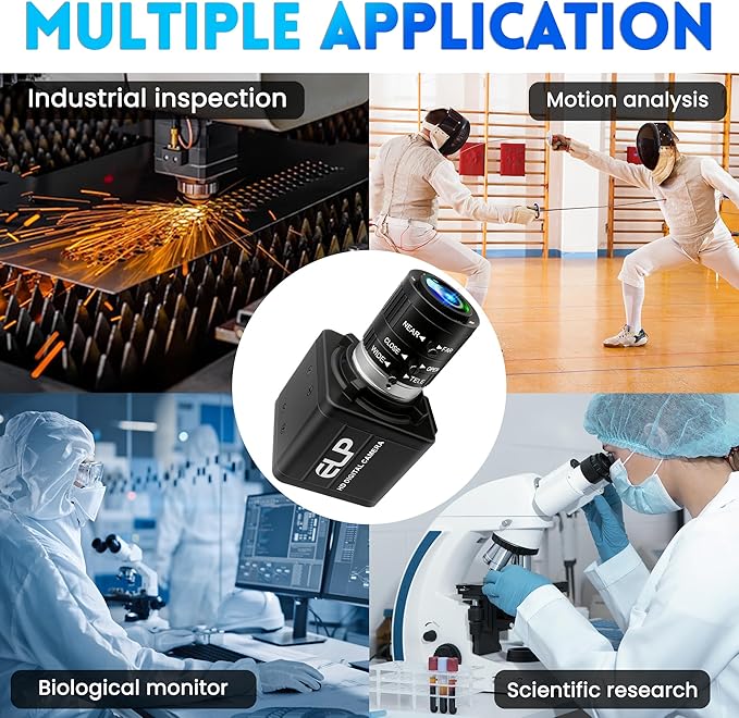 USB Camera 4K 12 Megapixels USB Webcam 1080P 120fps High Speed Golf Swing Cam with 3X Manual Optical Zoom Lens Close up PC Computer Plug and Play for Live Streaming Industrial Project Meeting-DeskLoop Office