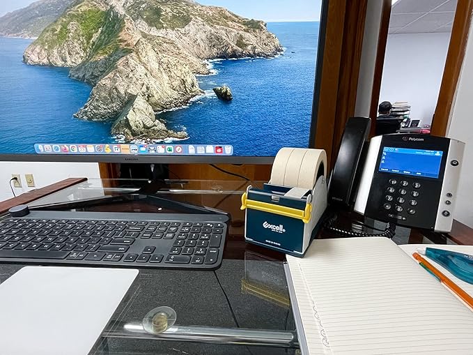 WOD TTD3SD Tabletop Multi-Roll Steel Desktop Tape Dispenser, Blue & Gray - Fits Tape up to 3 inch Wide, Holds 3 inch core, Weighted Rubber Base for Stability-DeskLoop Office